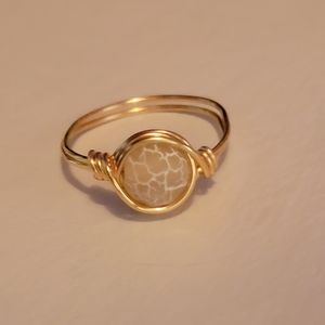 Wire Wrapped White Frosted Gemstone Ring